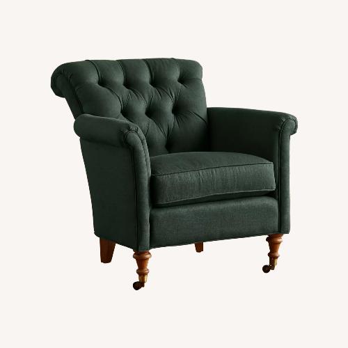 Used Anthropologie Gwinette Chair + Willoughby Ottoman for sale on AptDeco