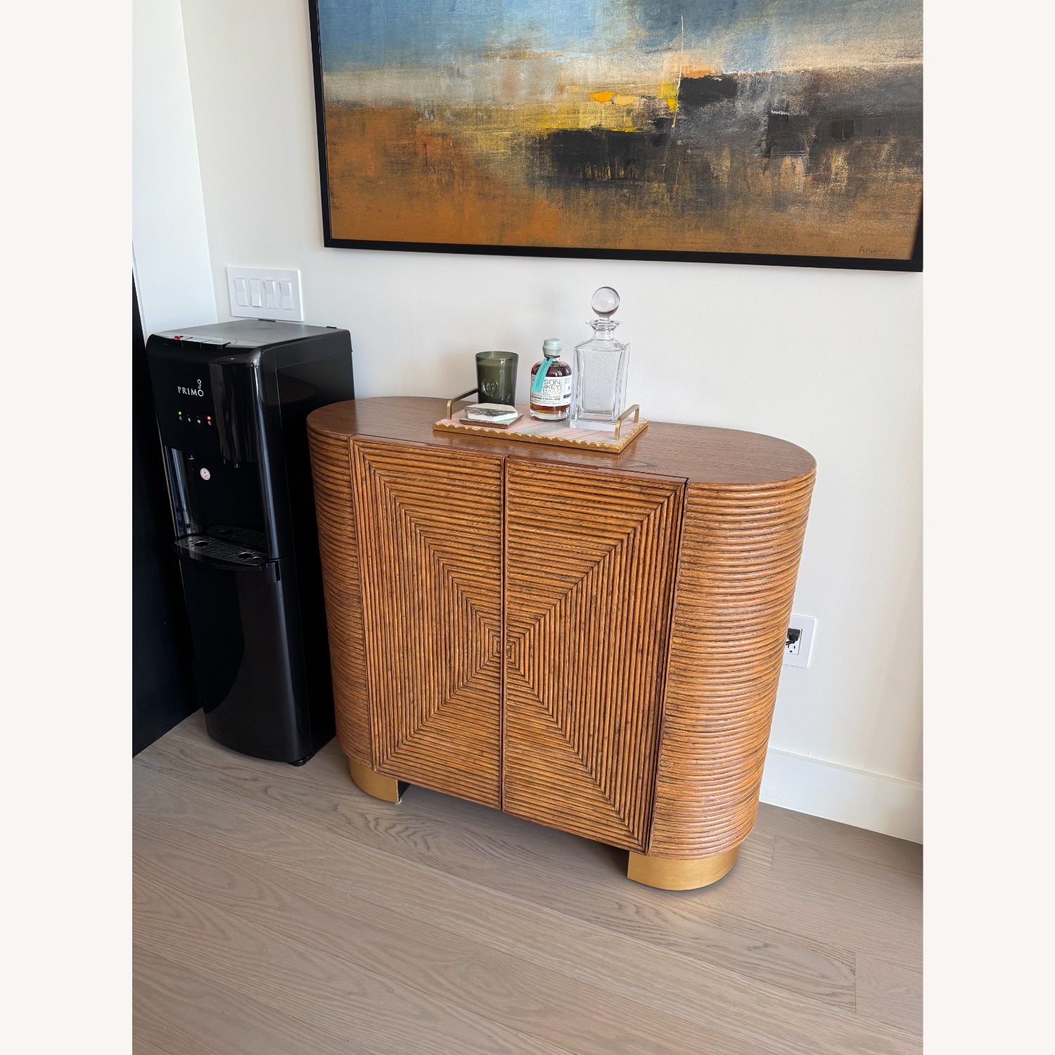 CB2 Avalon Light Brown Wood Bar Cart - image-1