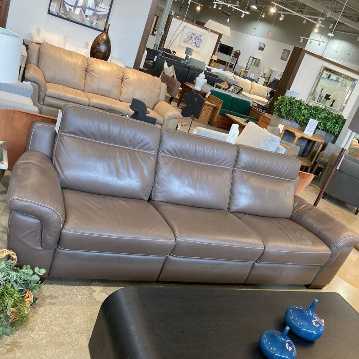 Custom Leather Triple Power Recliner Sofa - image-2