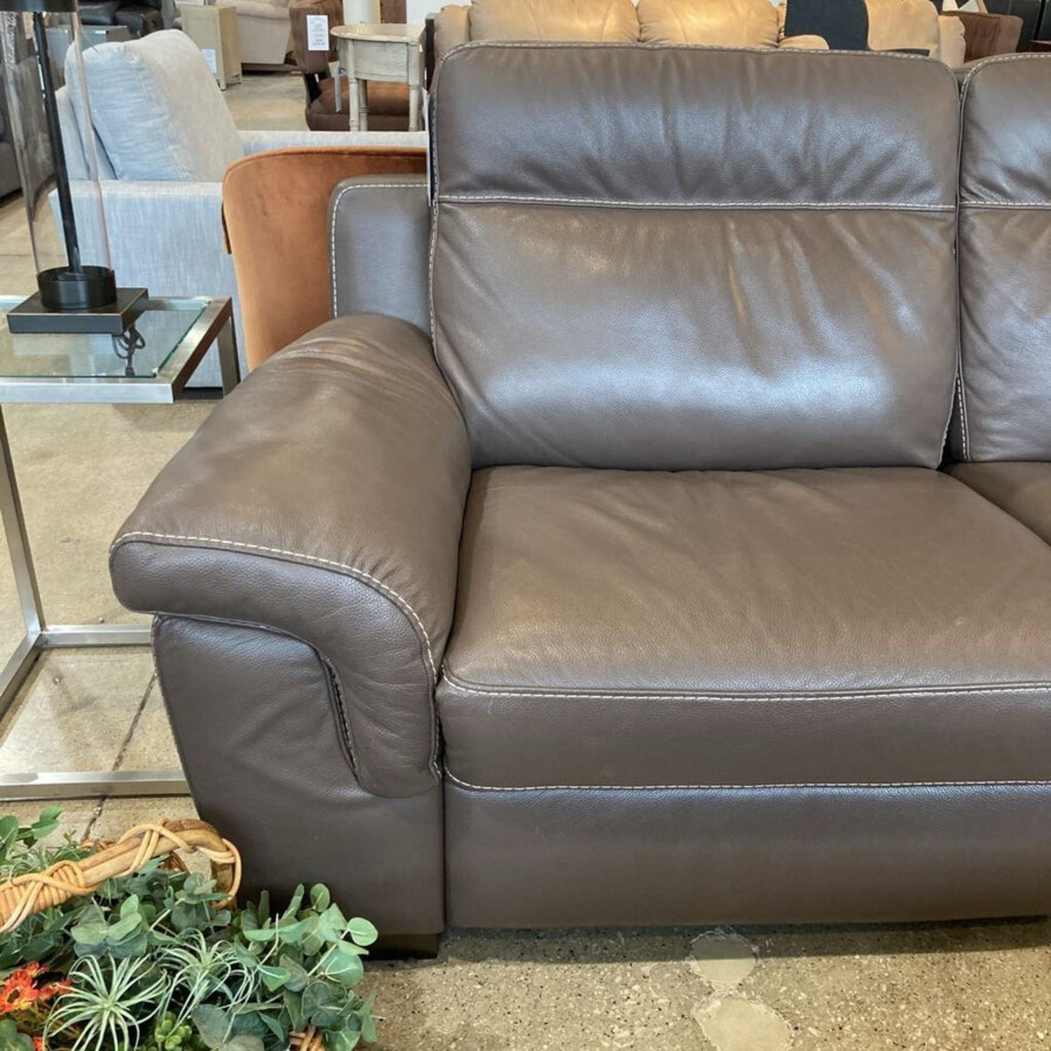 Custom Leather Triple Power Recliner Sofa - image-3