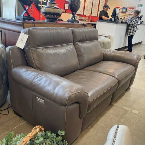 Used MotoMotion Custom Leather Dual Recliner Loveseat for sale on AptDeco