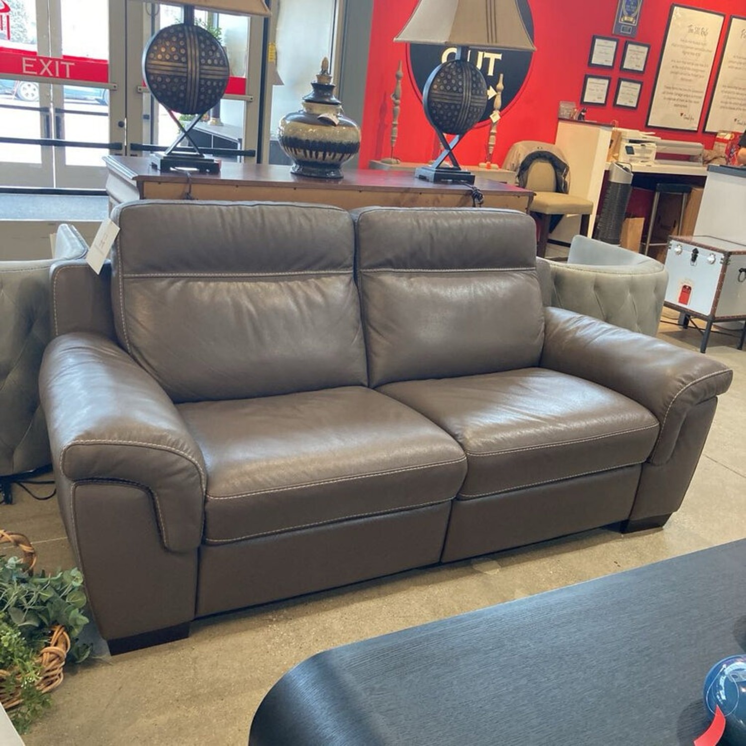 MotoMotion Custom Leather Dual Recliner Loveseat - image-2