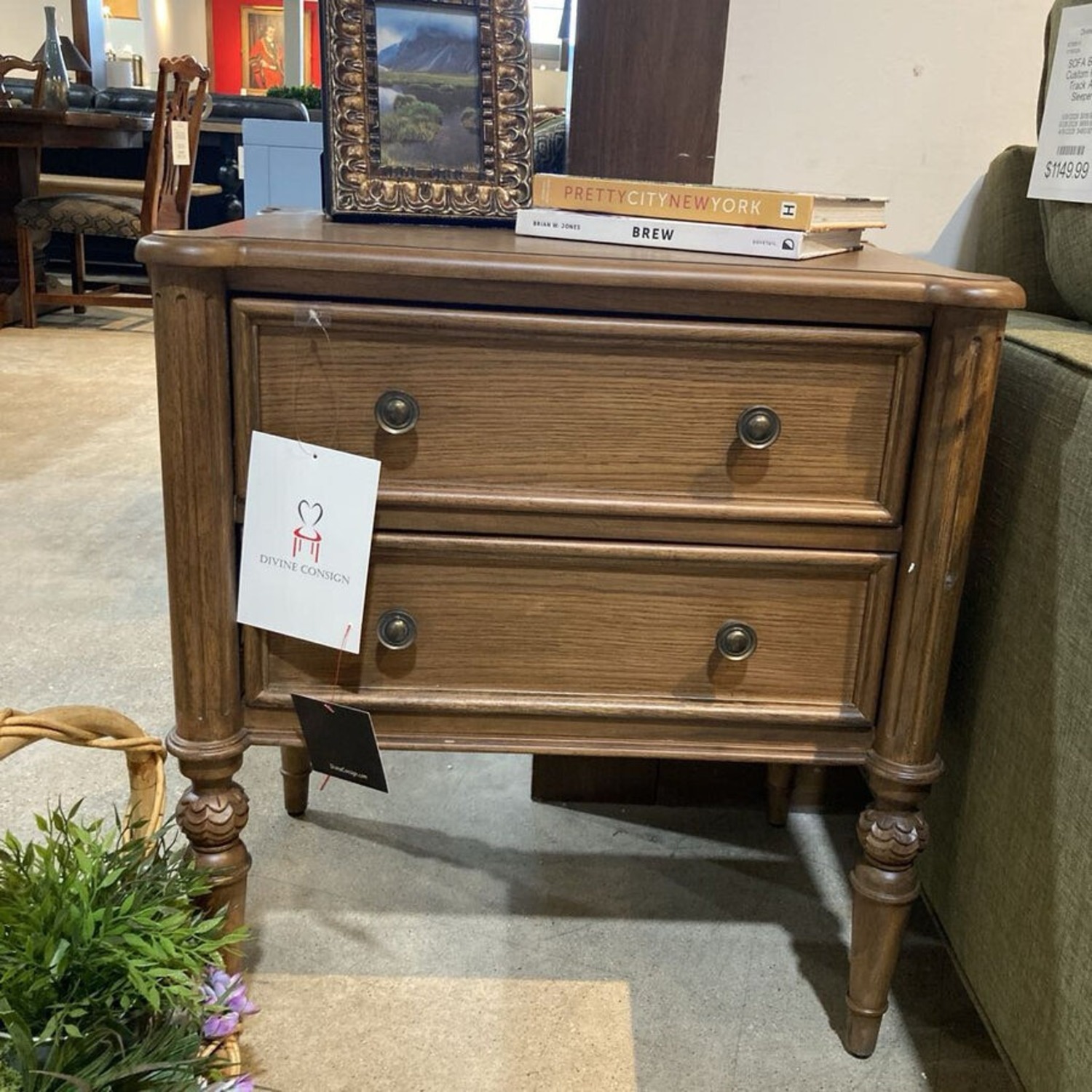 Traditional Solid Wood 2-Drawer Nightstand - image-2