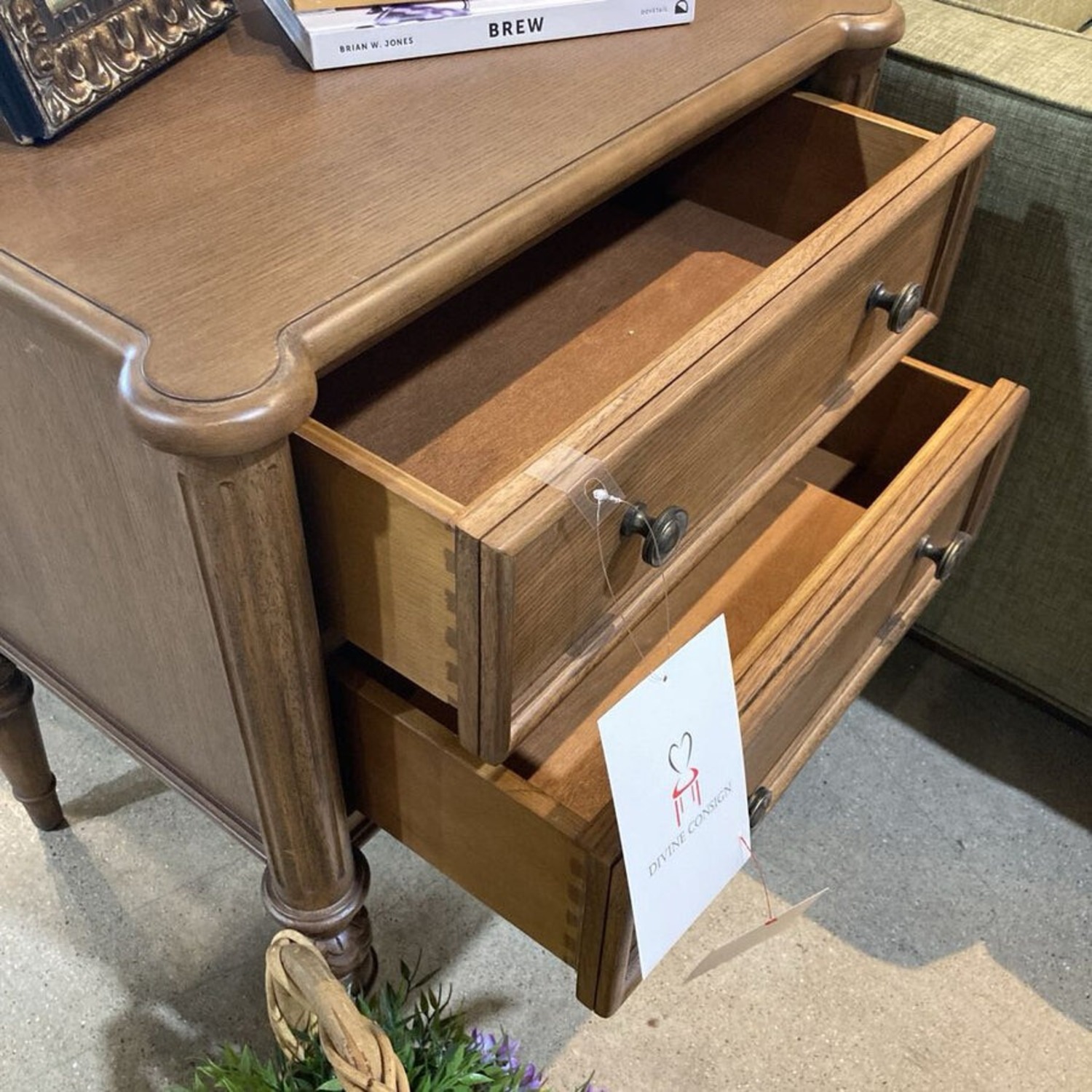 Traditional Solid Wood 2-Drawer Nightstand - image-5