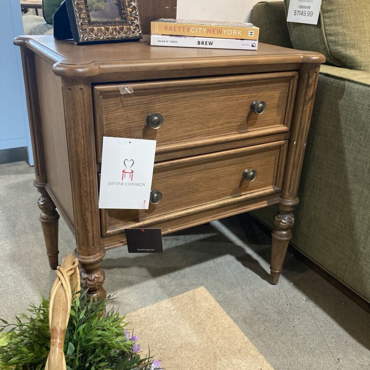 Traditional Solid Wood 2-Drawer Nightstand - image-1