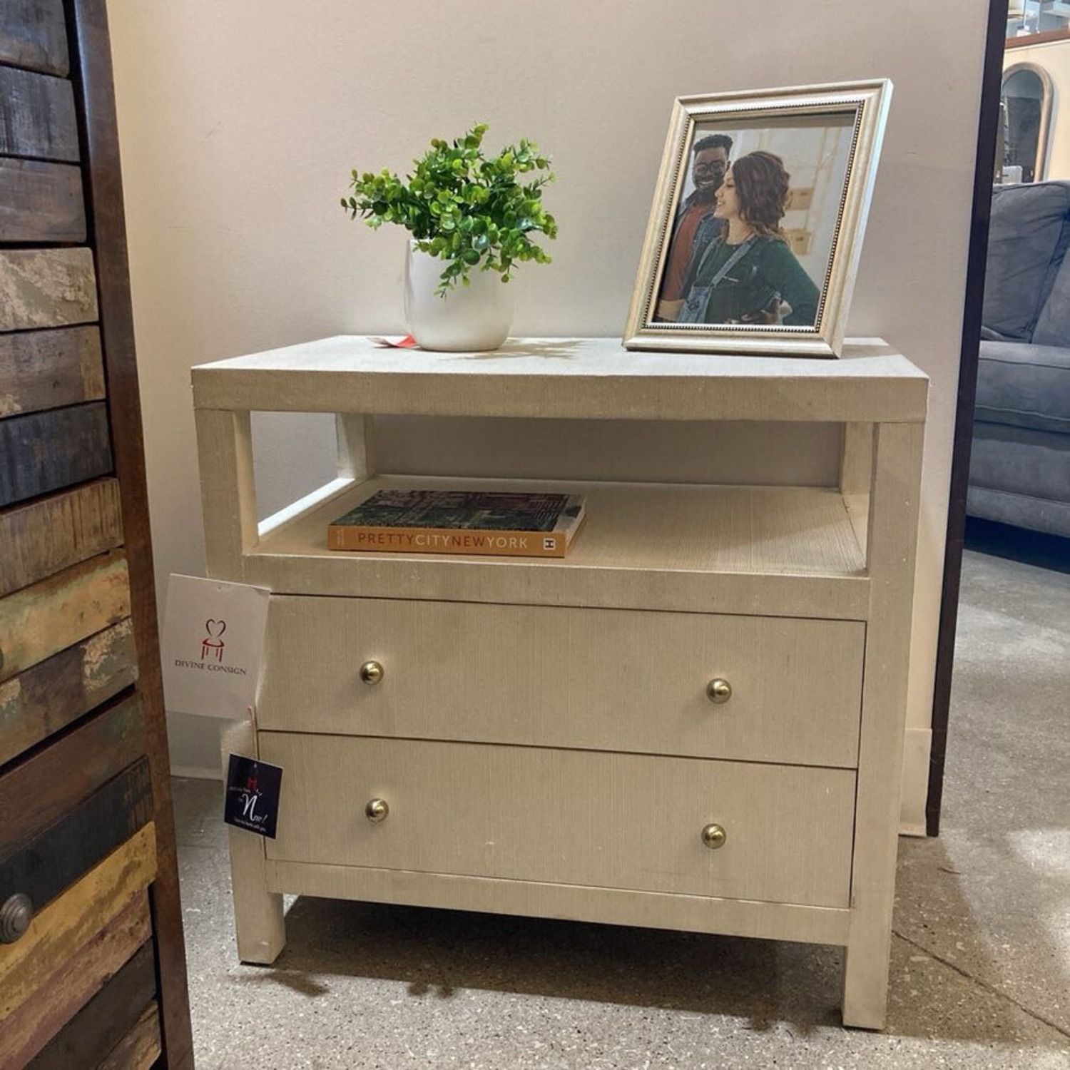 Celine Raffia 2-Drawer Nightstand - image-2