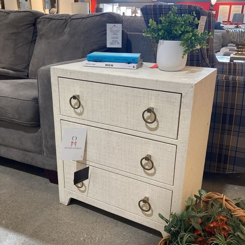Used Bar Harbor Raffia 3-Drawer Chest Dresser for sale on AptDeco