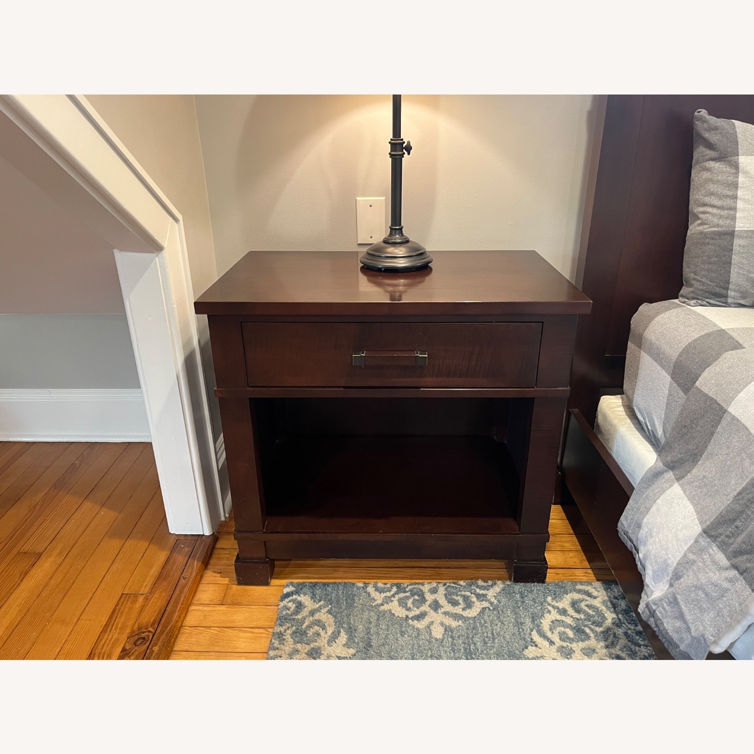 Crate & Barrel Dark Brown Wood Nightstand - image-1
