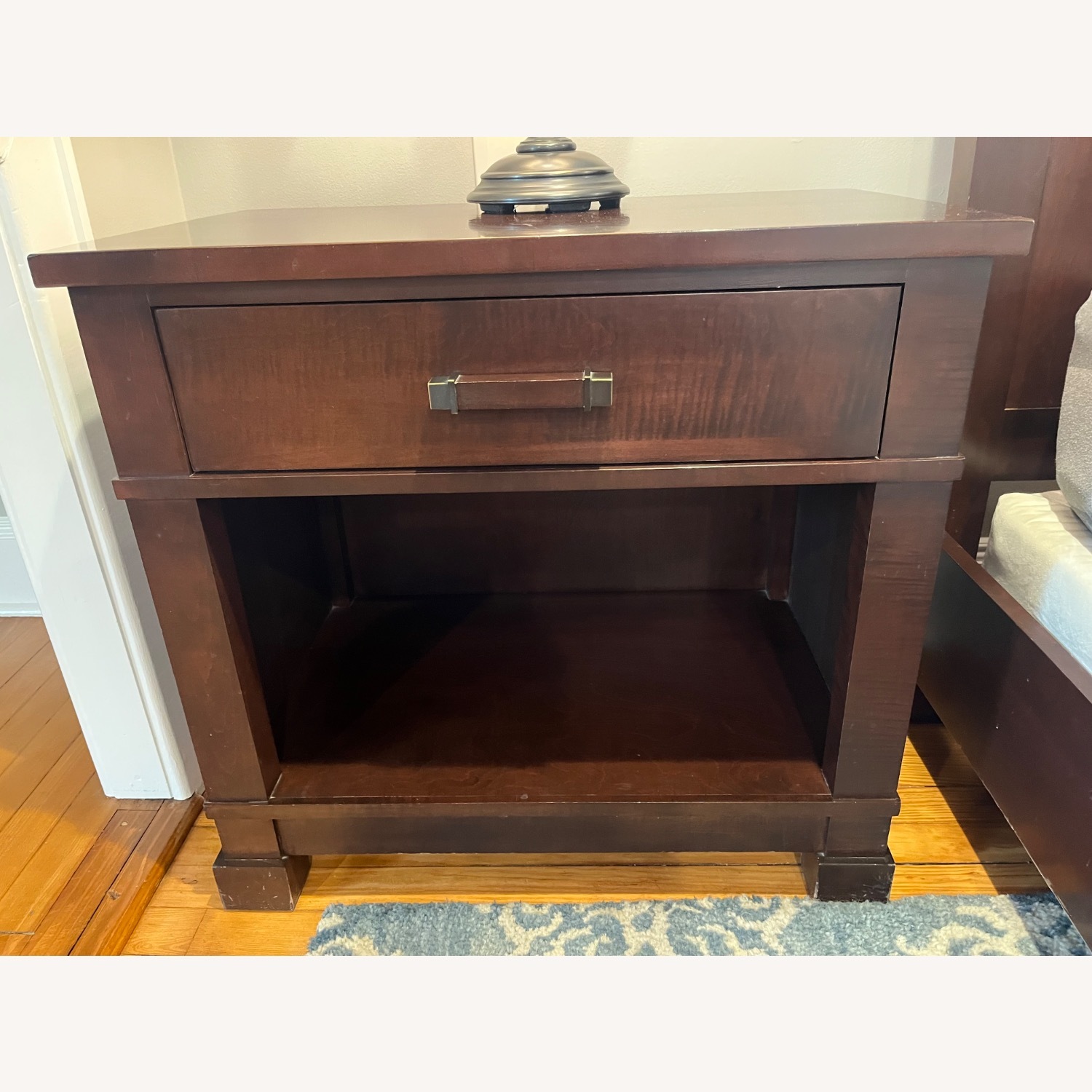 Crate & Barrel Dark Brown Wood Nightstand - image-4