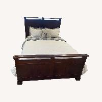 Crate & Barrel Dark Brown Wood Queen Bed