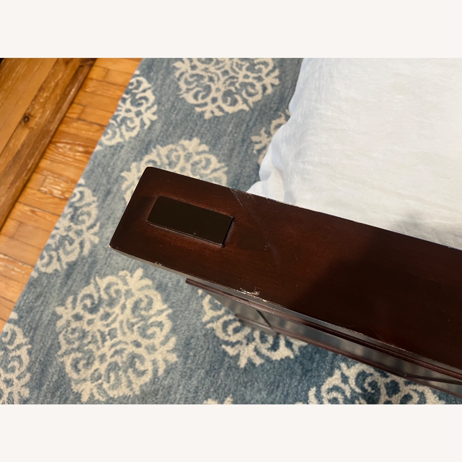 Crate & Barrel Dark Brown Wood Queen Bed - image-1