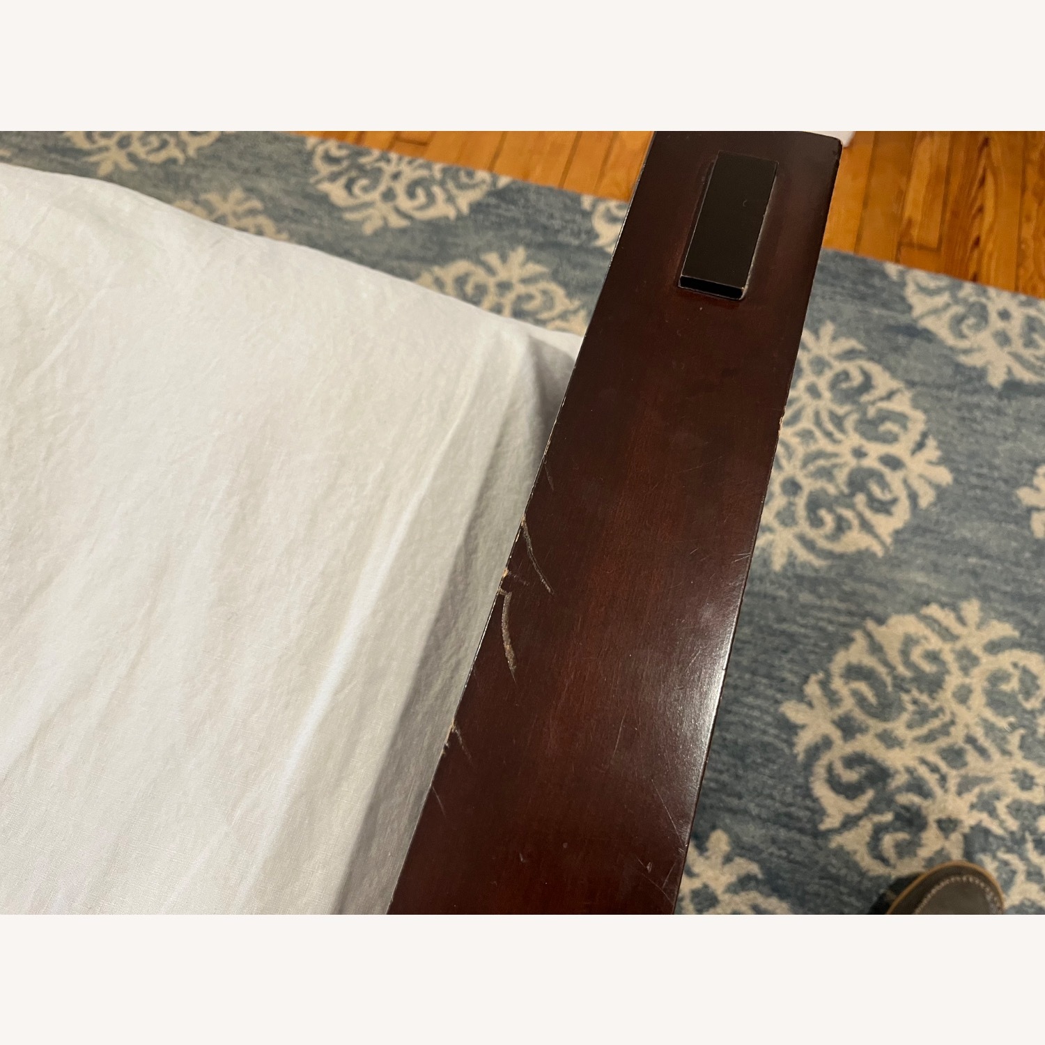 Crate & Barrel Dark Brown Wood Queen Bed - image-2