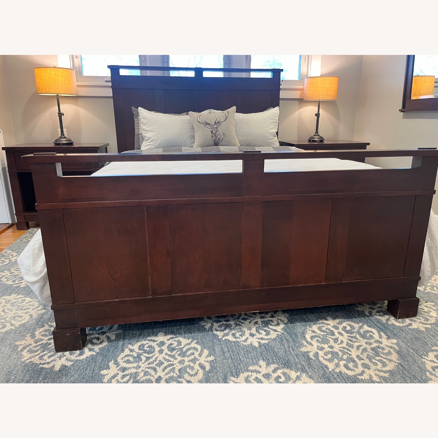 Crate & Barrel Dark Brown Wood Queen Bed - image-4