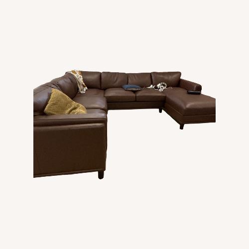 Used Light Brown Leather 3+ Piece Sectional for sale on AptDeco