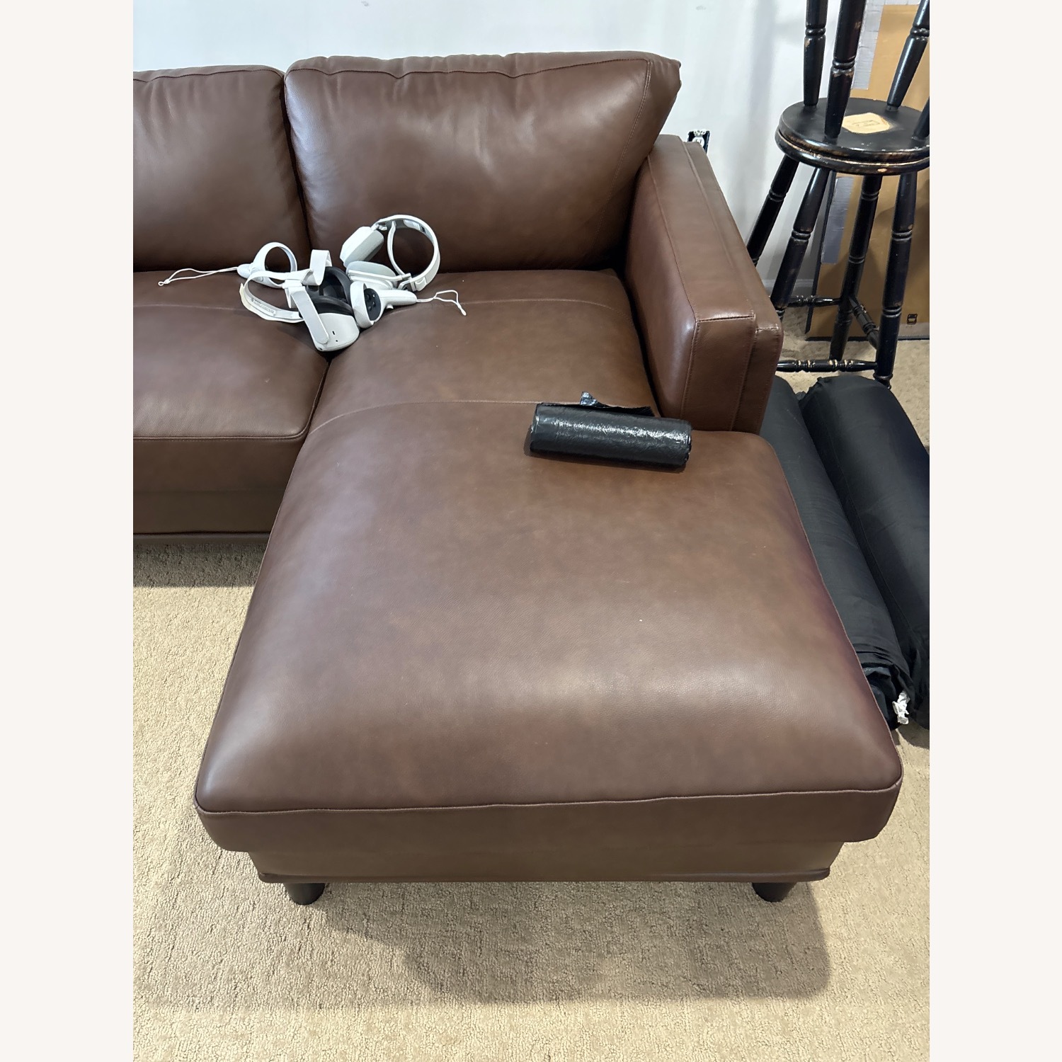Light Brown Leather 3+ Piece Sectional - image-2