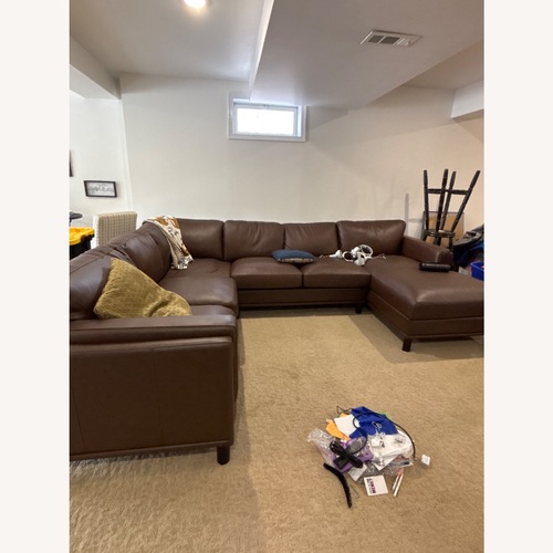 Used Light Brown Leather 3+ Piece Sectional for sale on AptDeco