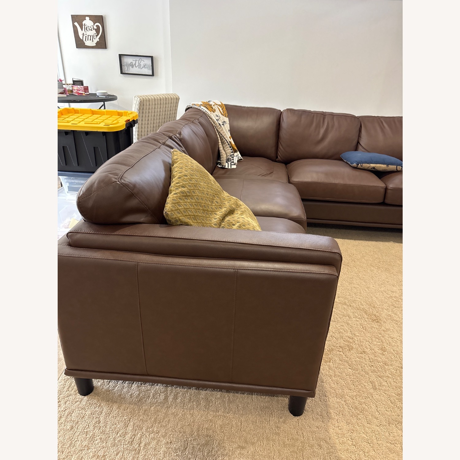 Light Brown Leather 3+ Piece Sectional - image-1