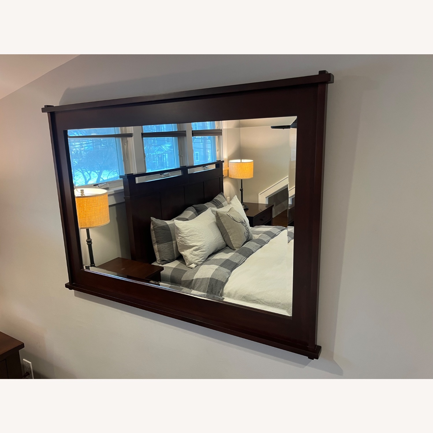 Crate & Barrel Dark Brown Wood Wall Mirror - image-2
