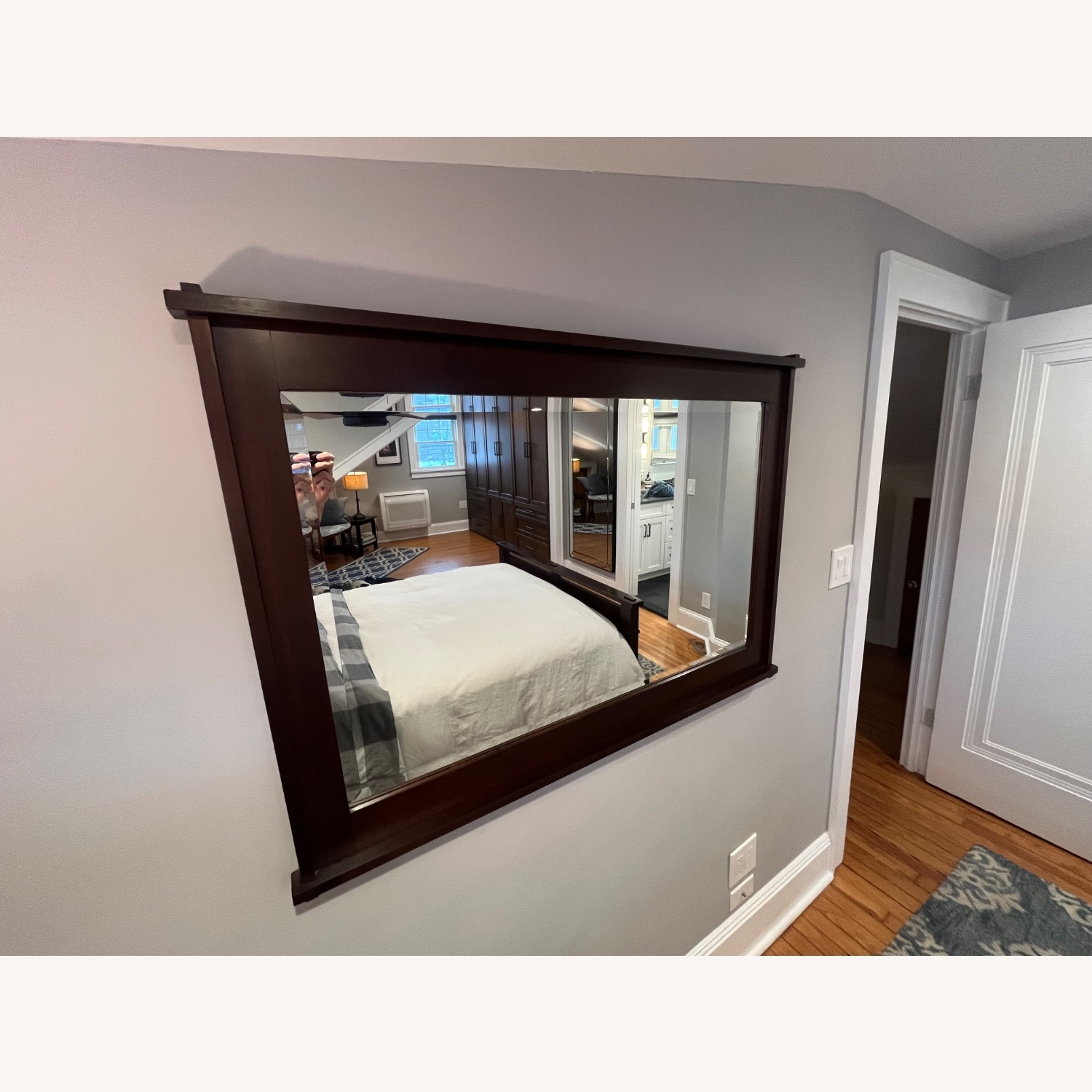 Crate & Barrel Dark Brown Wood Wall Mirror - image-1