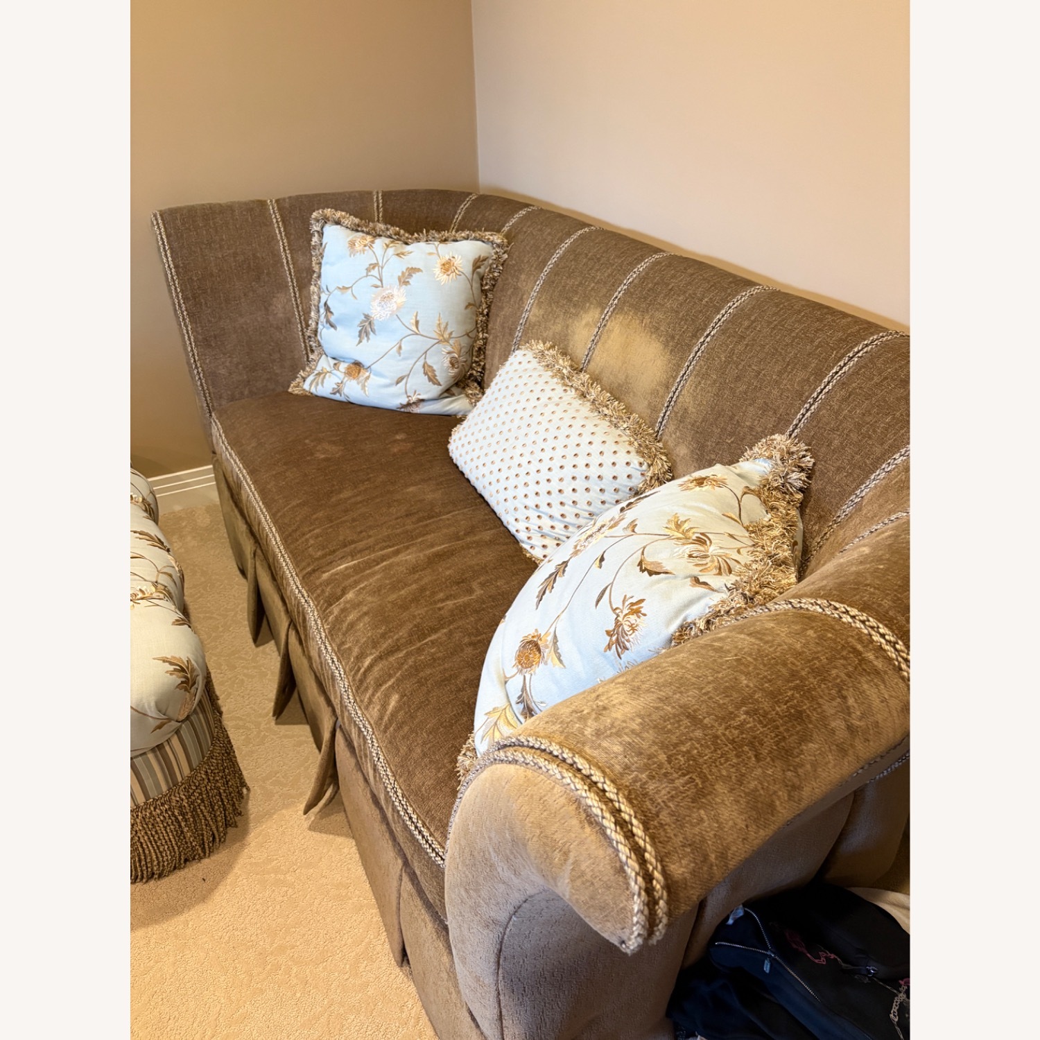 Loveseat Sofa Includes Pillows and Ottoman - image-2