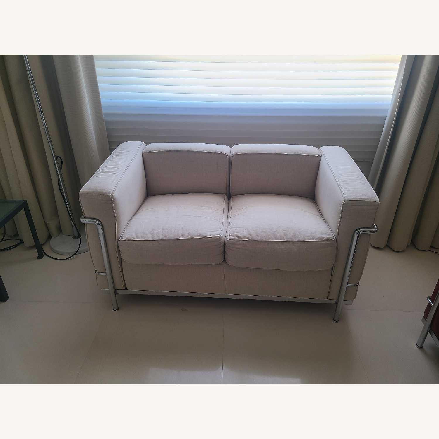 Vintage/Antique Natural Fabric 2 Seater Sofa - image-2