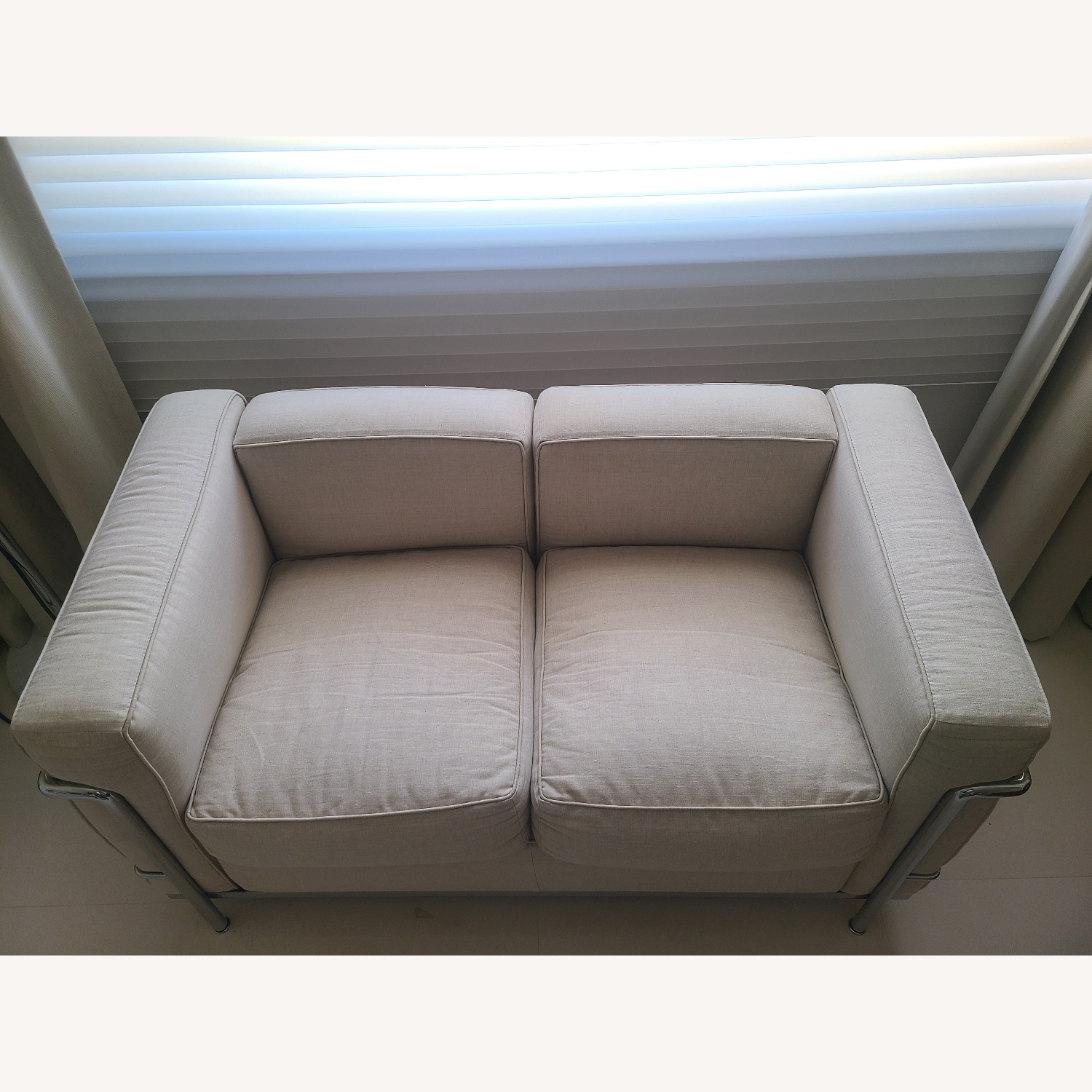 Vintage/Antique Natural Fabric 2 Seater Sofa - image-5