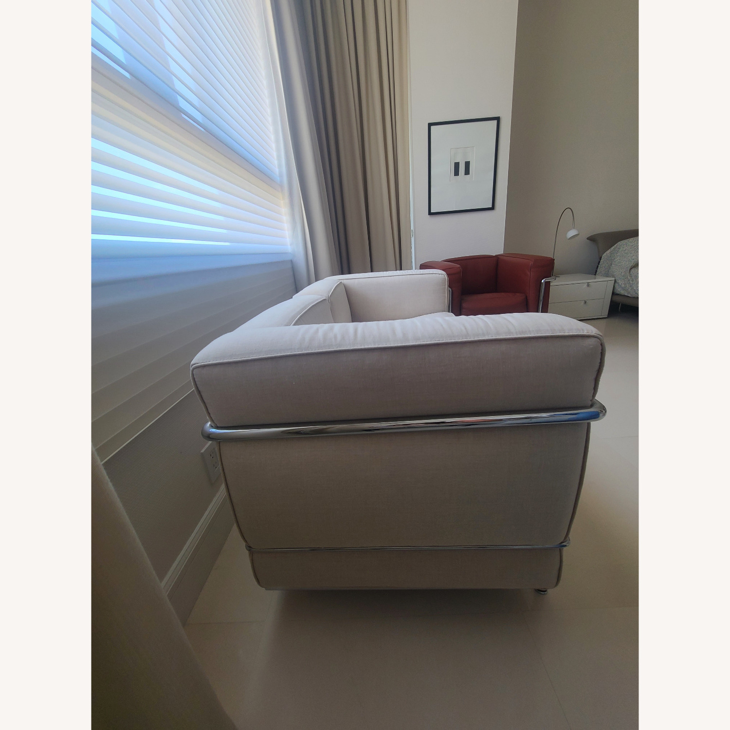 Vintage/Antique Natural Fabric 2 Seater Sofa - image-3