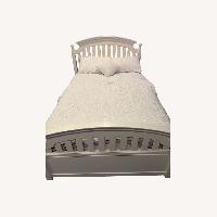 White Bed Frame with Built-In Storage Drawer