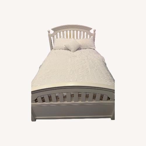 Used White Bed Frame with Built-In Storage Drawer for sale on AptDeco