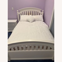 White Bed Frame with Built-In Storage Drawer