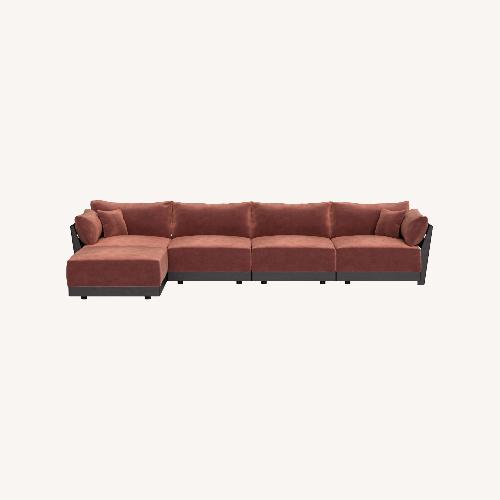 Used Inside Weather Bondi Pink Velvet 4 Piece Sectional for sale on AptDeco