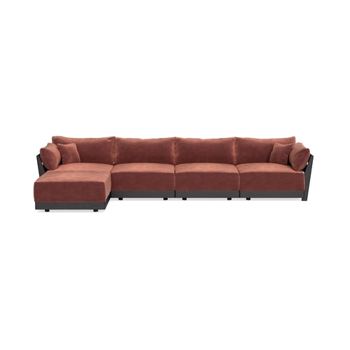 Used Inside Weather Bondi Pink Velvet 4 Piece Sectional for sale on AptDeco