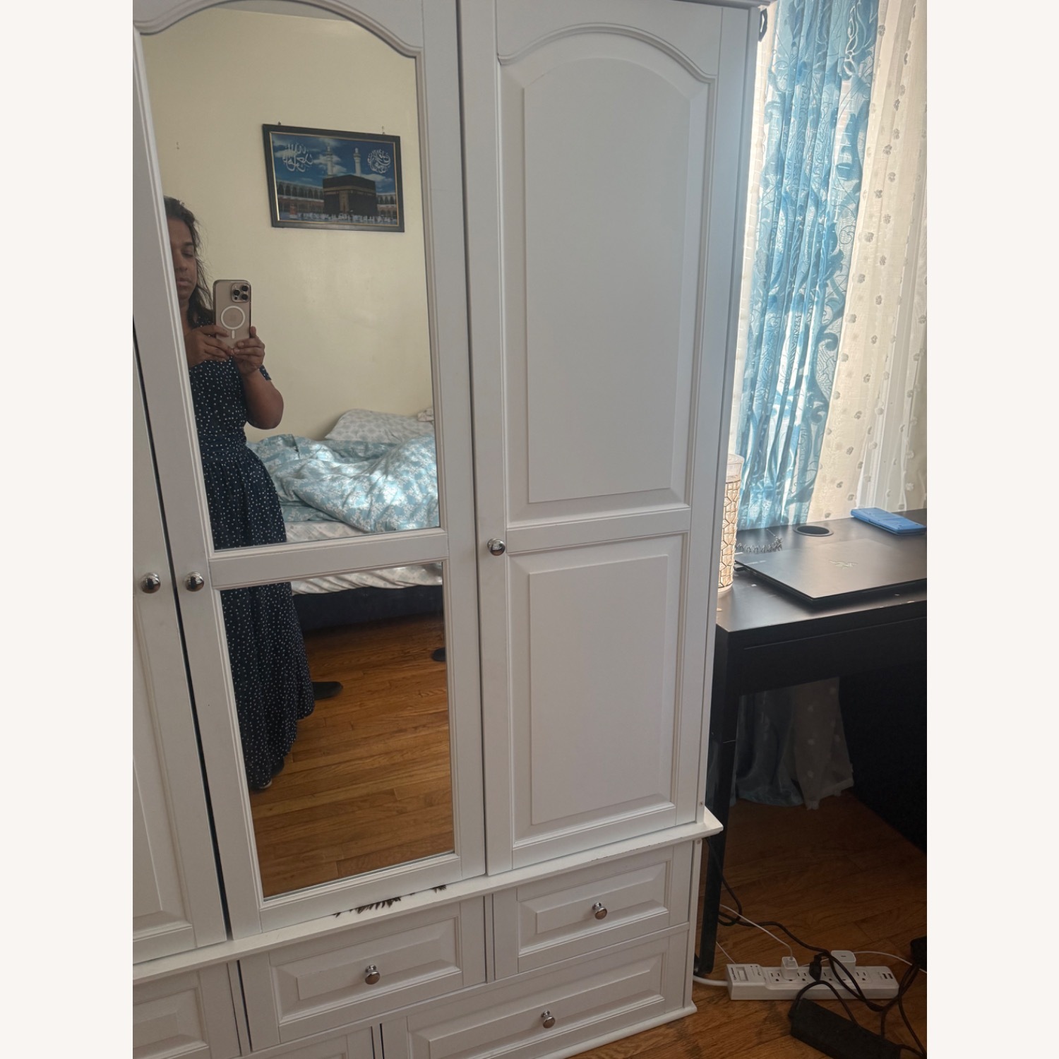 Aijahlon 3-Door 5-Drawer Wardrobe With Mirror - image-2