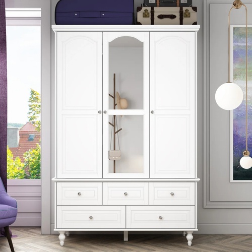 Used Aijahlon 3-Door 5-Drawer Wardrobe With Mirror for sale on AptDeco