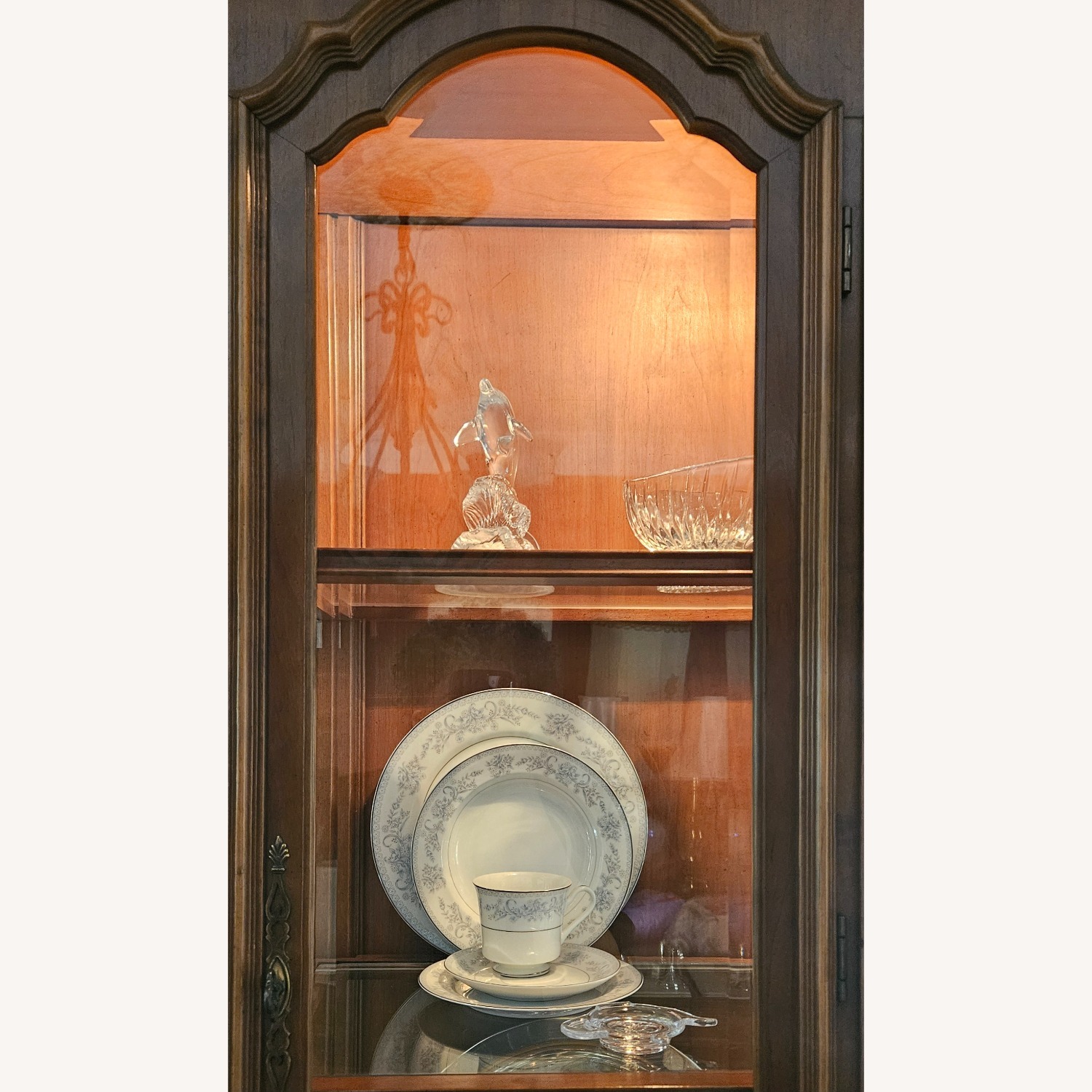 Walnut Lighted Breakfront China Cabinet - image-8