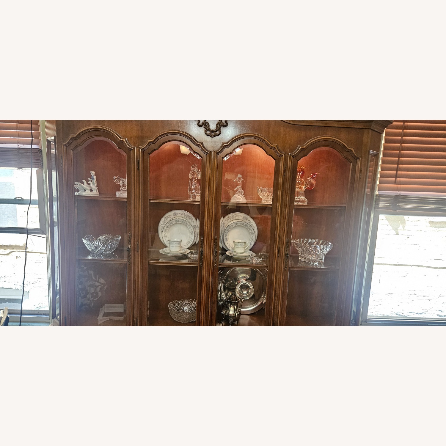 Walnut Lighted Breakfront China Cabinet - image-2