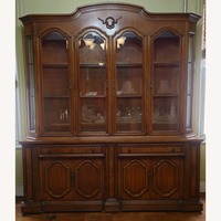 Walnut Lighted Breakfront China Cabinet
