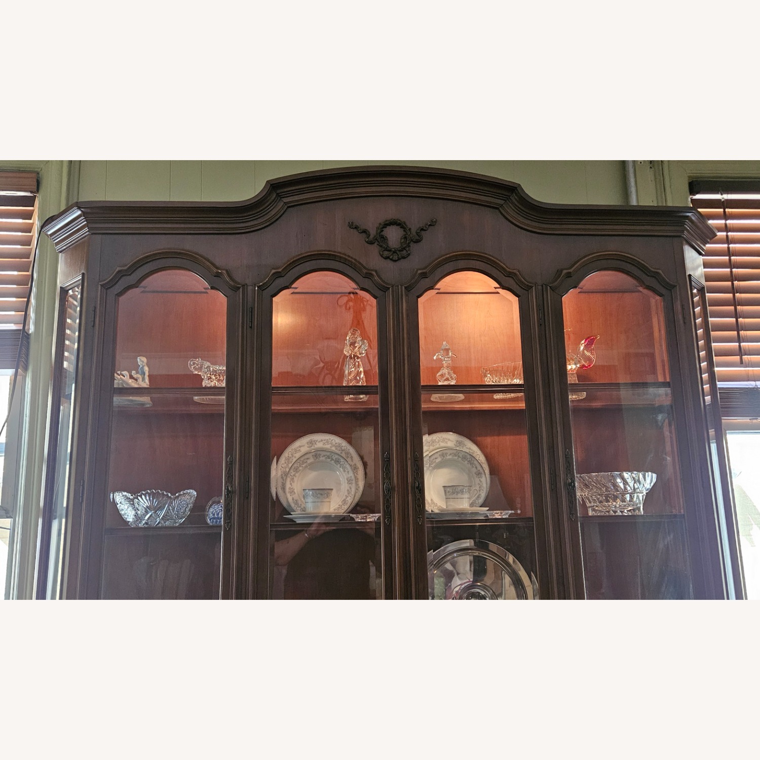 Walnut Lighted Breakfront China Cabinet - image-4