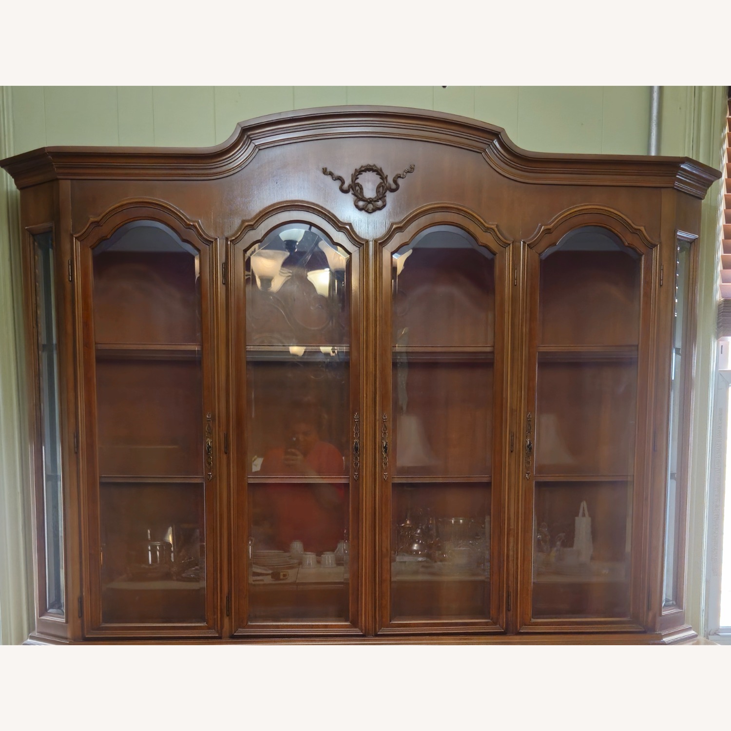 Walnut Lighted Breakfront China Cabinet - image-10