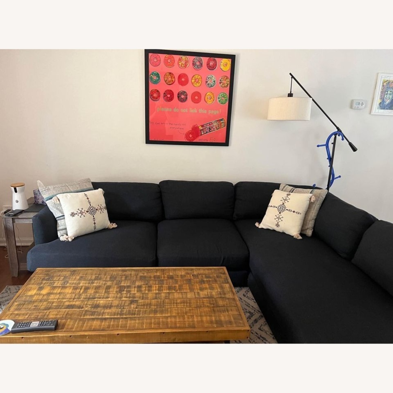 West Elm Haven Left Arm Bumper Sectional Navy - image-2