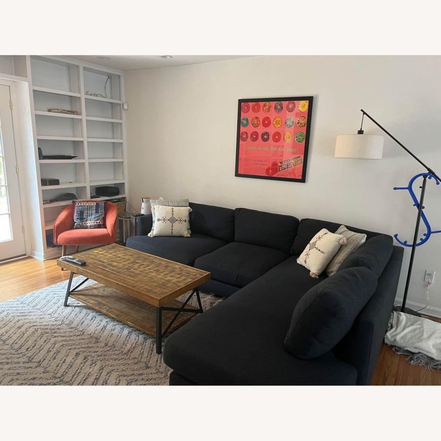 West Elm Haven Left Arm Bumper Sectional Navy - image-3