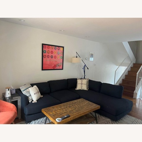 Used West Elm Haven Left Arm Bumper Sectional Navy for sale on AptDeco