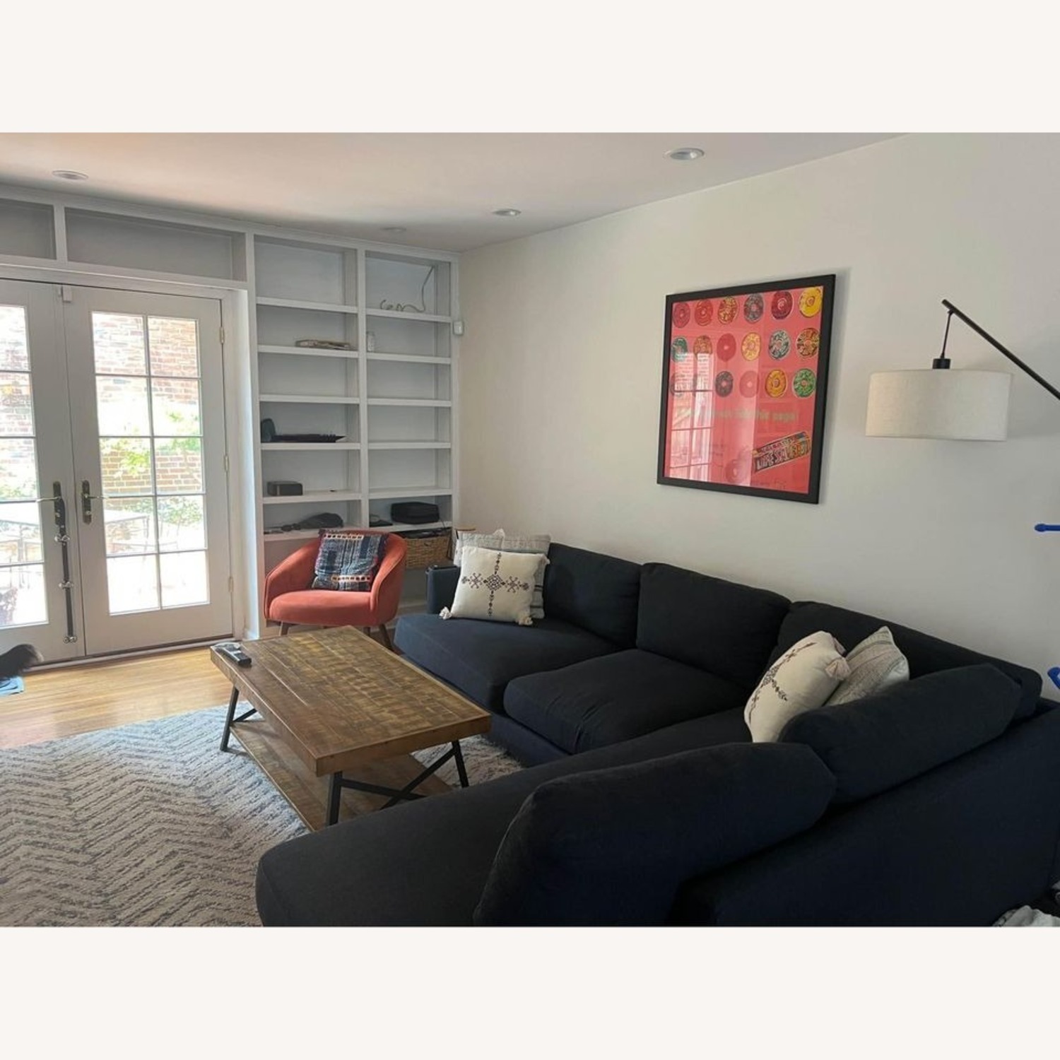 West Elm Haven Left Arm Bumper Sectional Navy - image-4