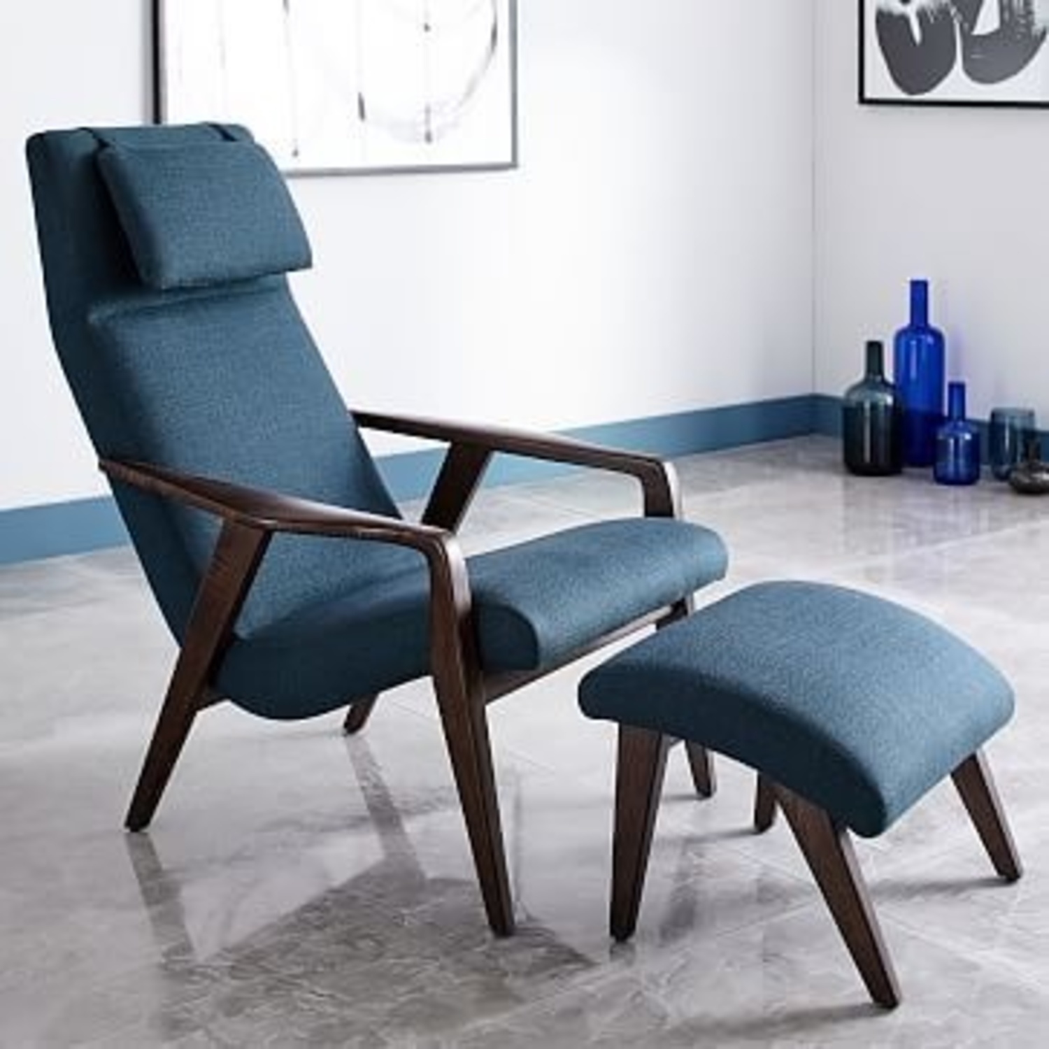 West Elm Contour Chair and Ottoman - image-6