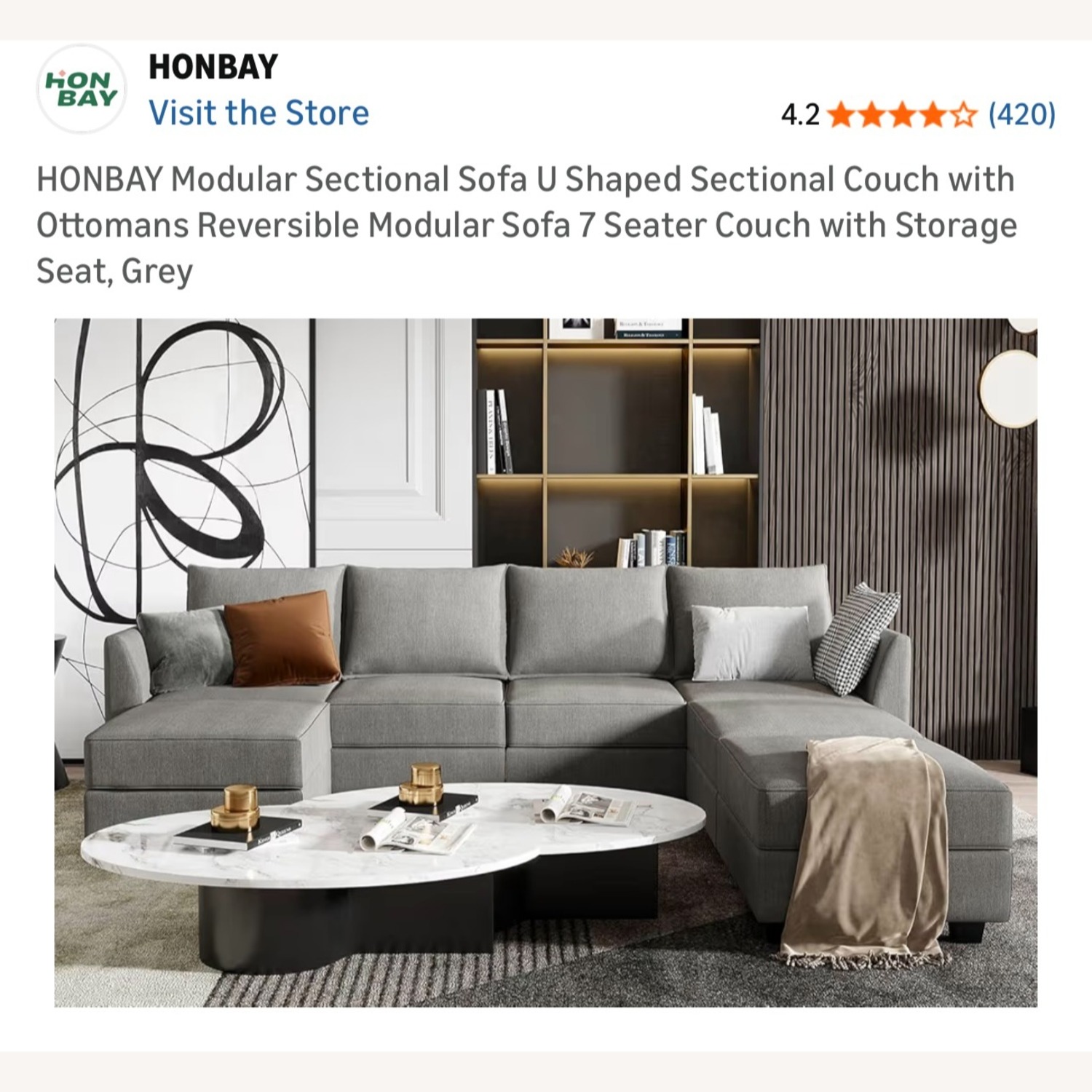 Wayfair Gray Sectional Sofa with Storage - image-6