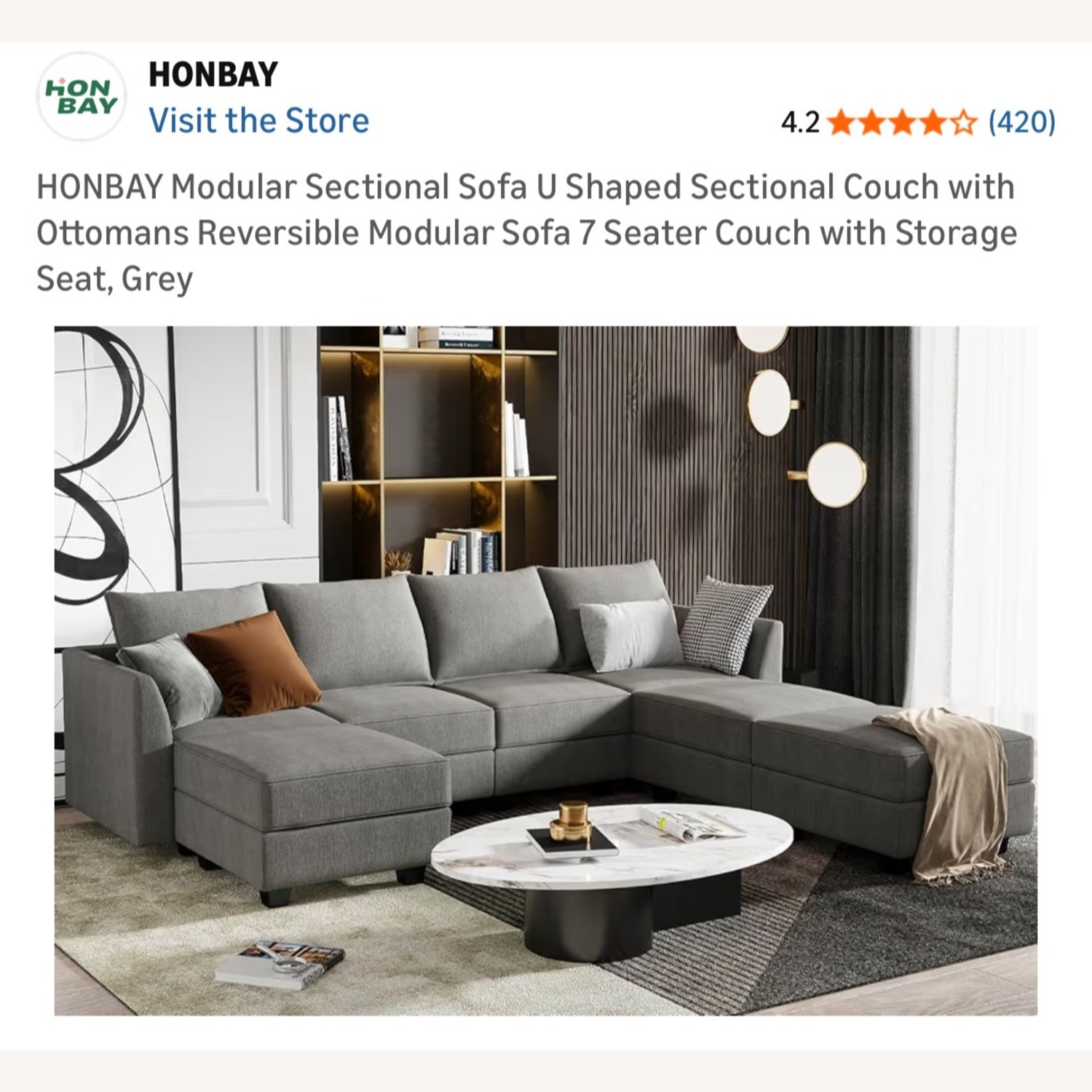 Wayfair Gray Sectional Sofa with Storage - image-1