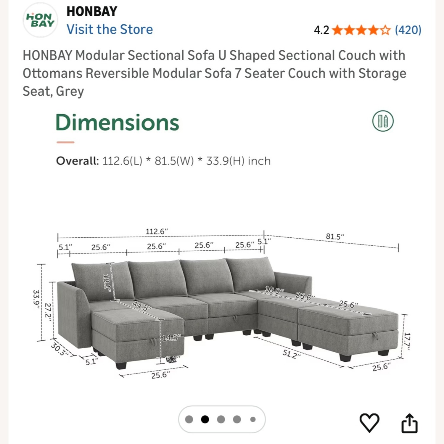 Wayfair Gray Sectional Sofa with Storage - image-5