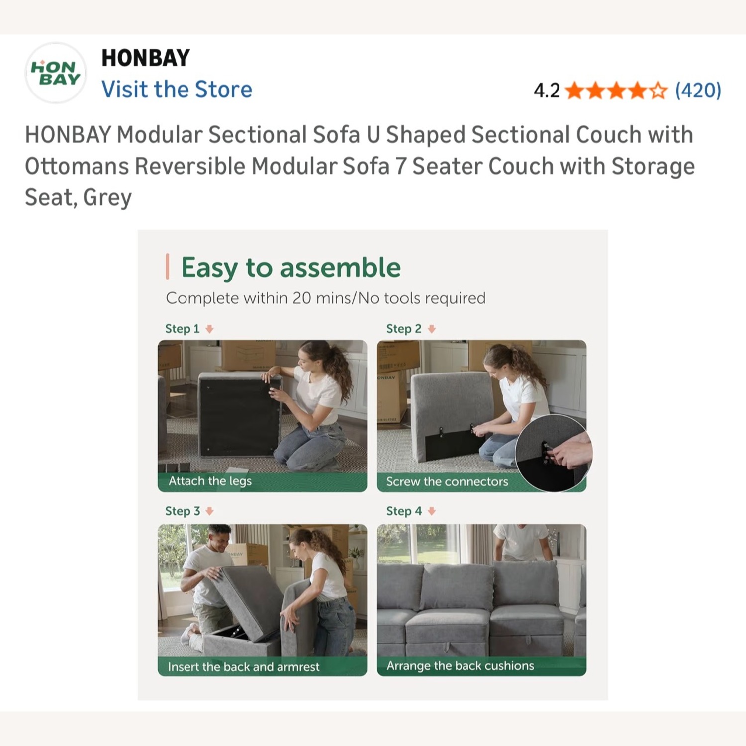 Wayfair Gray Sectional Sofa with Storage - image-8