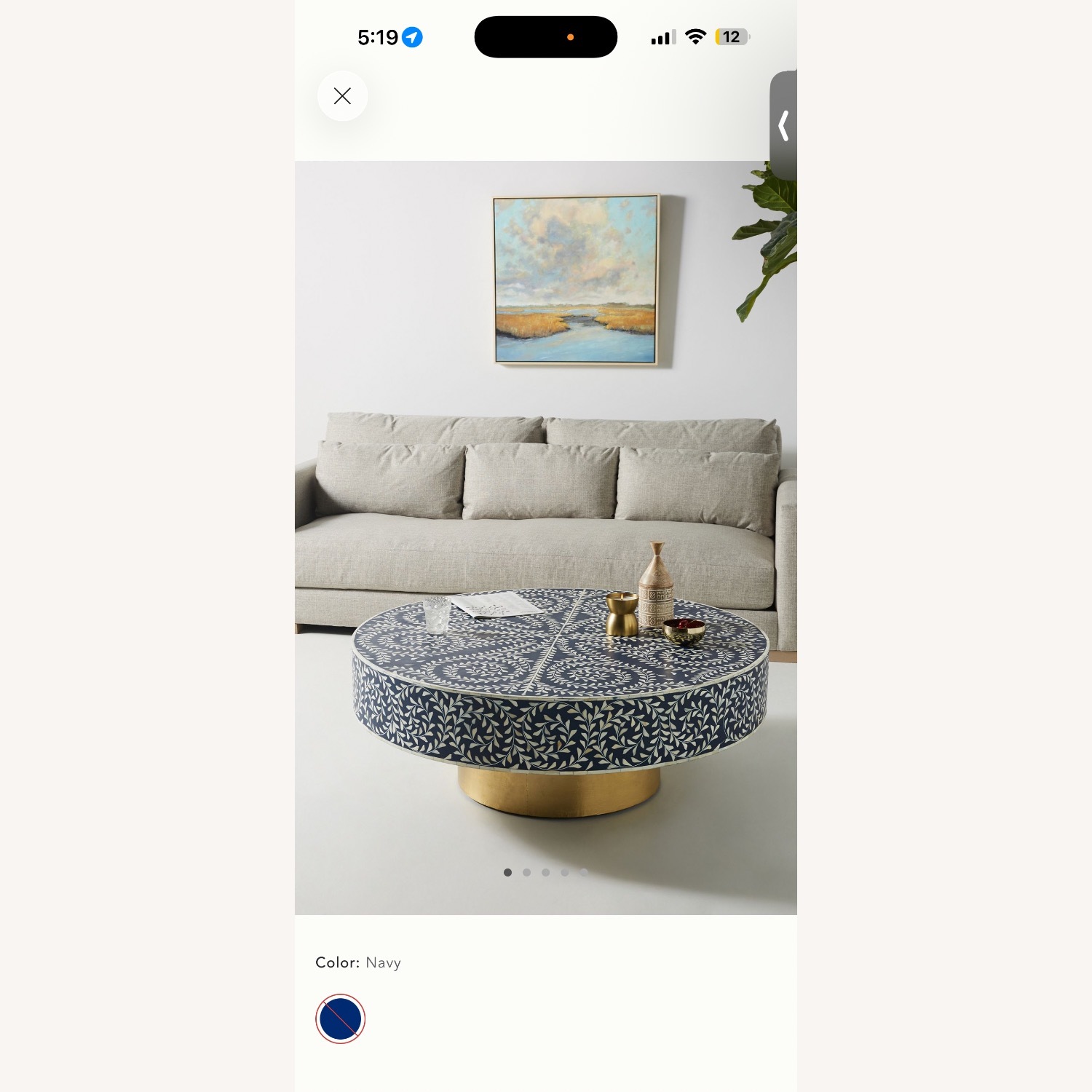 Anthropologie Scroll Vine Inlay Coffee Table - image-7