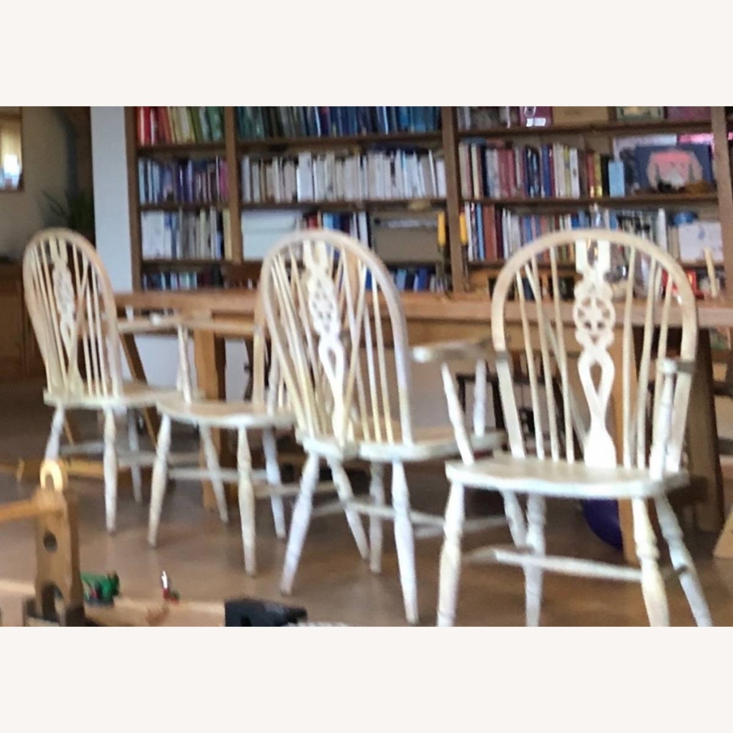 Vintage/Antique Finds White Wood Dining Chairs - image-1